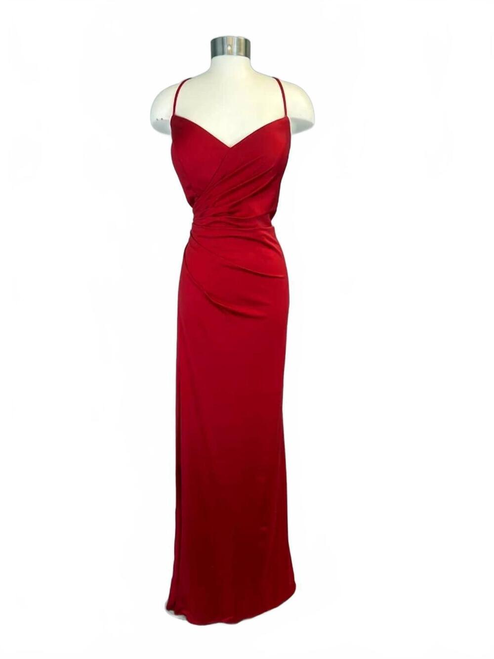 NEW FAVIANA women's v neck prom dress - plus in ruby